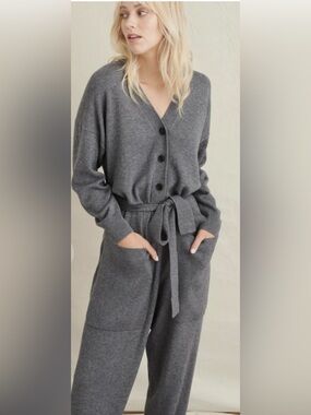 Alex Mill Gray V-Neck Knit Jumpsuit